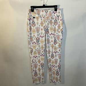 Lisette Almos Colorful Ikat Pattern Print Ankle Pants